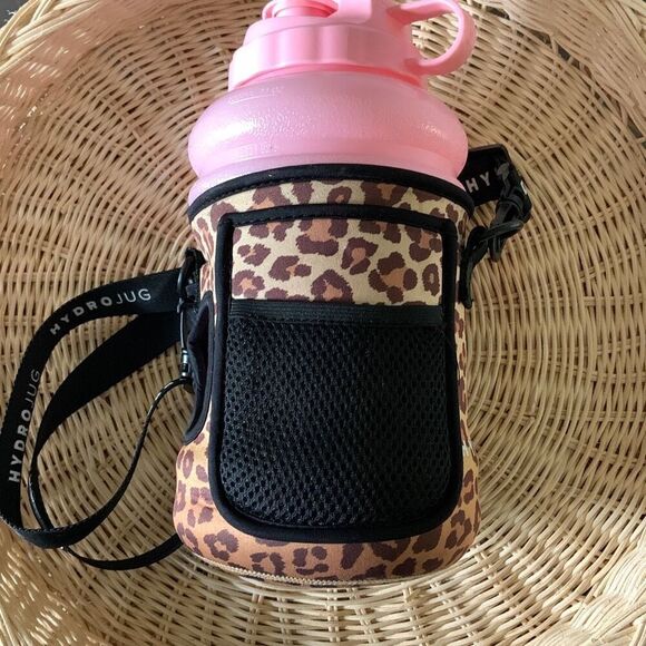 HYDROJUG Pink Half Gallon 73oz Water Bottle With Animal Print Sleeve And Strap - Picture 4 of 10
